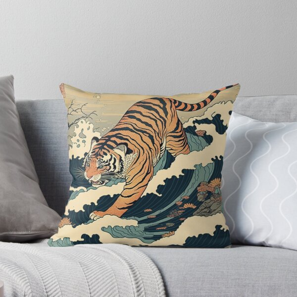 Item preview, Ukiyo E Tiger and Waves  designed and sold by PharaohofSedona.