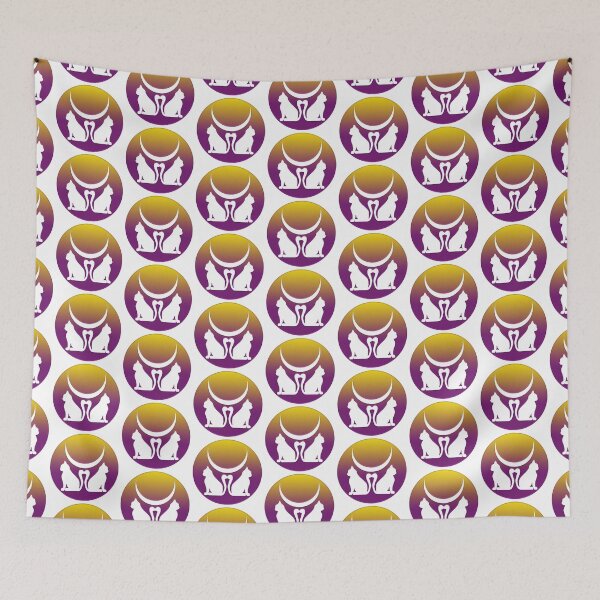 Item preview, Twin White Cats Under A Crescent Moon  designed and sold by The Tinker Man's Daughter.