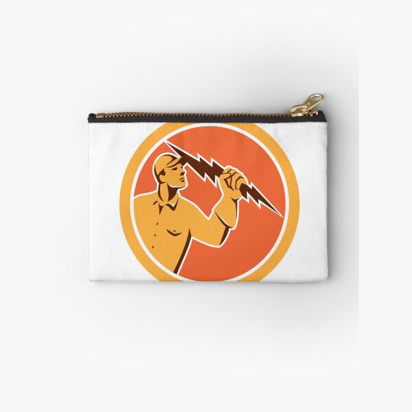Item preview, Electrician Holding Lightning Bolt Circle Retro designed and sold by patrimonio.