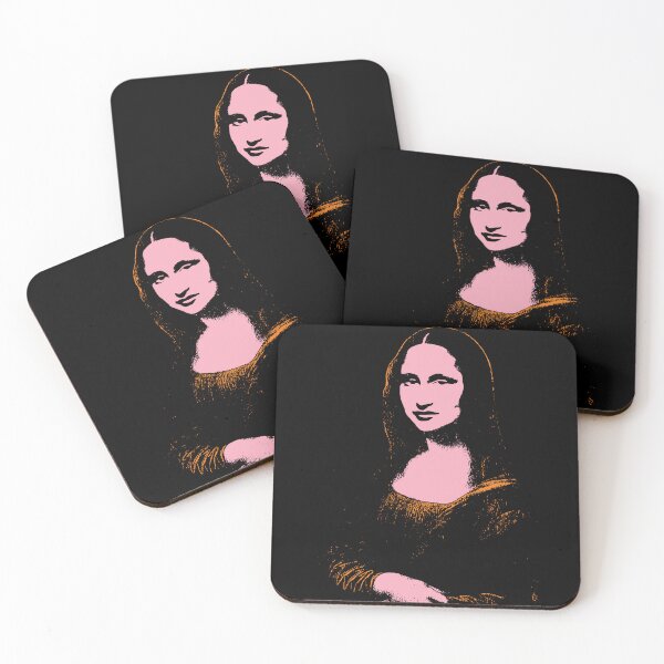 Item preview, The Mona Lisa 80s colors Minimal Mona Lisa street art on default black background  designed and sold by pelagio.