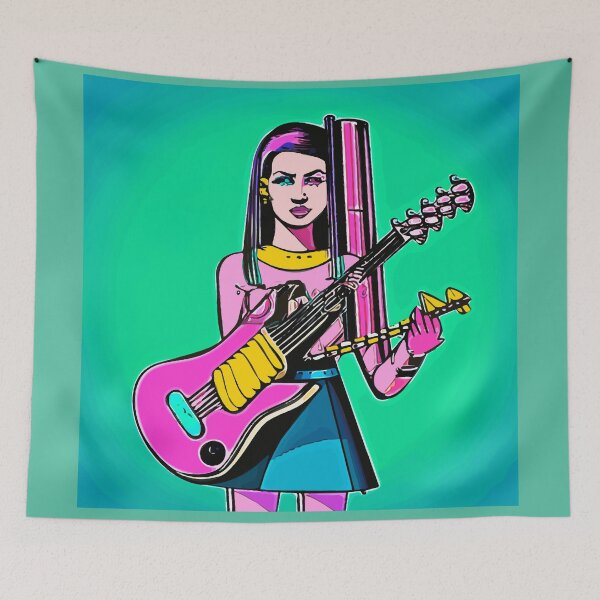Item preview,  "Rosa Rhapsody: A Lady Strumming a Pink Guitar" designed and sold by FunnyShopGirl.