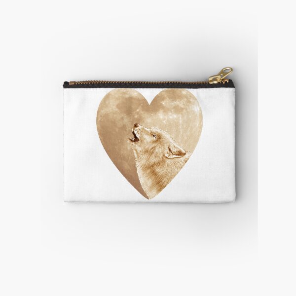 Item preview, Howling wolf head, heart shape moon background - brown colorized version designed and sold by SylvieG18.