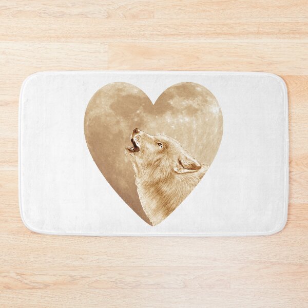 Item preview, Howling wolf head, heart shape moon background - brown colorized version designed and sold by SylvieG18.