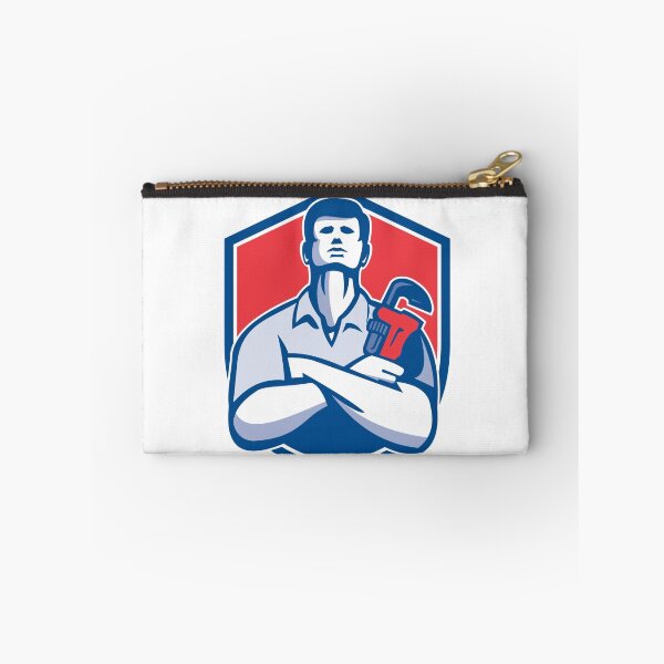 Item preview, Handyman Plumber Monkey Wrench Shield Retro designed and sold by patrimonio.