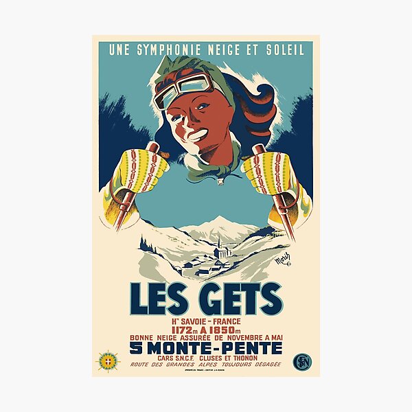 Les Gets, une symphonie neige et soleil, Ski Poster Photographic Print