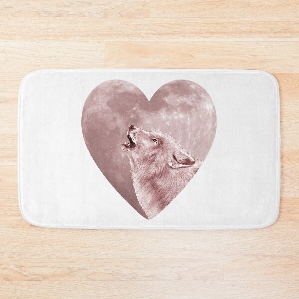 Item preview, Howling wolf head, heart shaped moon background - brown-red colorized version designed and sold by SylvieG18.