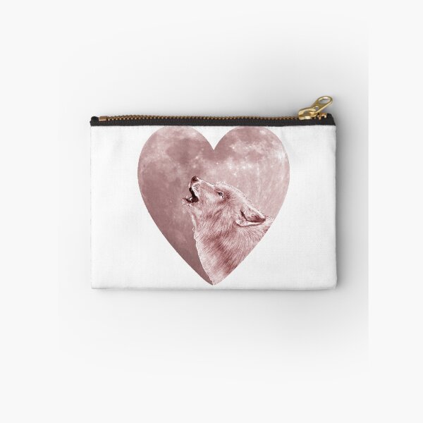 Item preview, Howling wolf head, heart shaped moon background - brown-red colorized version designed and sold by SylvieG18.