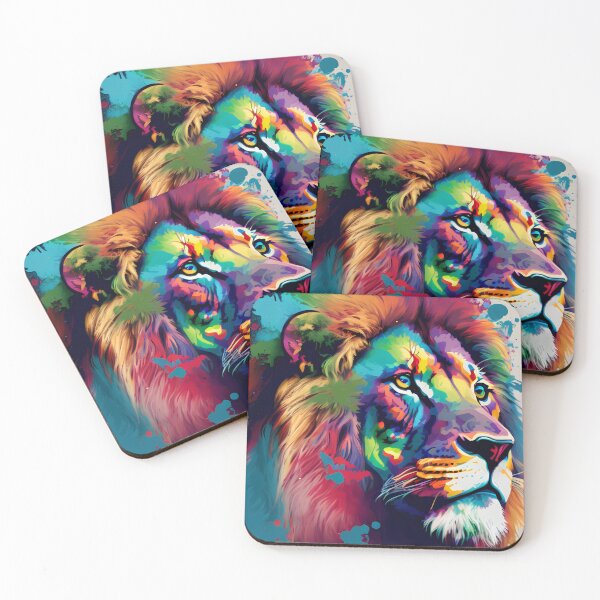 Item preview, Lion Painting, Colorful Canva, Animal Wall art, King of the jungle Mural, Feline Decor designed and sold by Animal  Masterpieces.