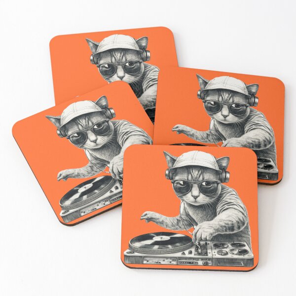Item preview, Hip Hop Hipster Cat with a Turntable designed and sold by kingroy.