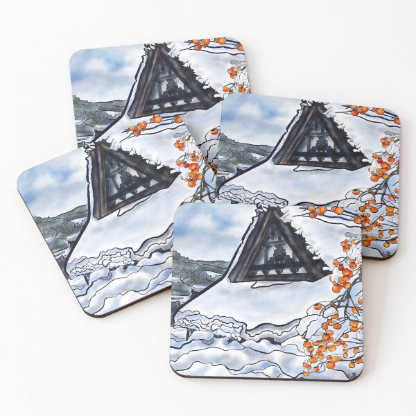 Item preview, Winter in Shirakawa-go, black outline designed and sold by Jayne E.