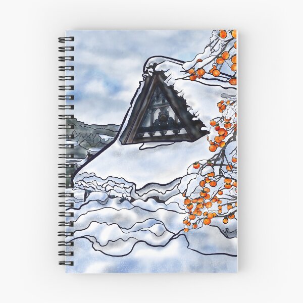 Item preview, Winter in Shirakawa-go, black outline designed and sold by Jayne E.