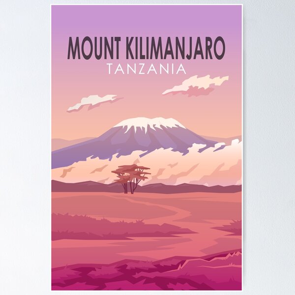 Item preview, Mount Kilimanjaro Tanzania Africa Retro Travel Art Vintage designed and sold by KrisSidDesigns.