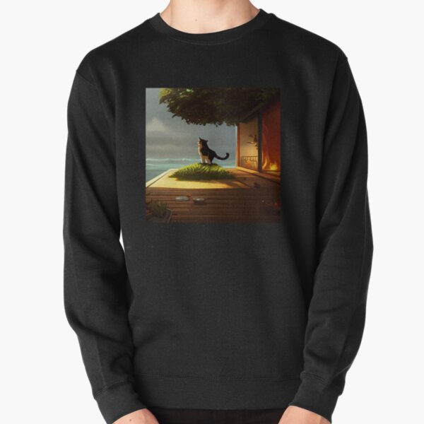 CAT STANDING ON DECK Pullover Sweatshirt