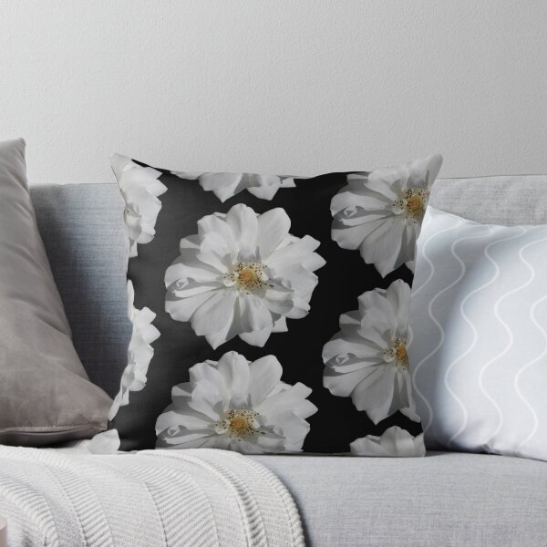 Item preview, White floral pattern - black background designed and sold by DrAgonPhotos.