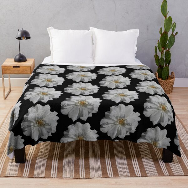 Item preview, White floral pattern - black background designed and sold by DrAgonPhotos.