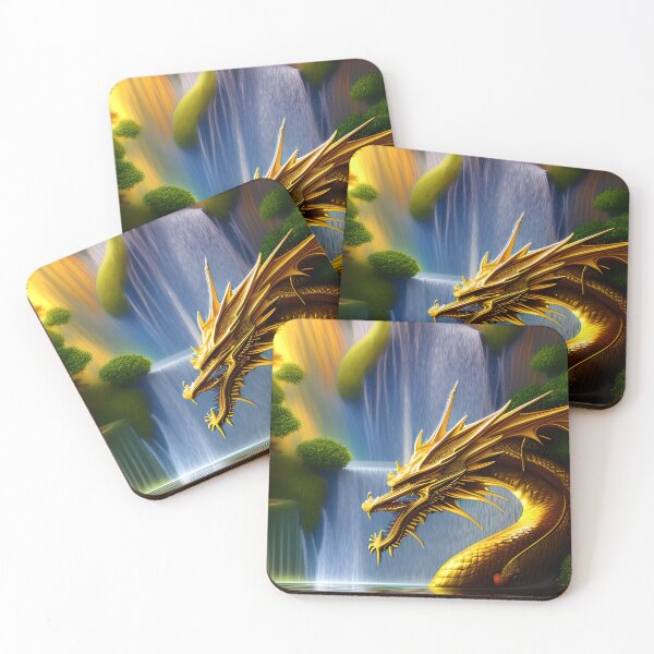 Item preview, Waterfall with a gold dragon artwork designed and sold by Itzjustlife.