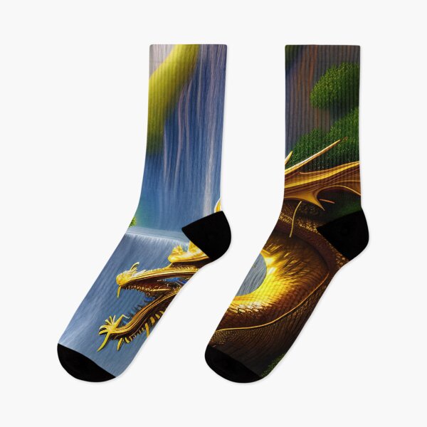 Item preview, Waterfall with a gold dragon artwork designed and sold by Itzjustlife.
