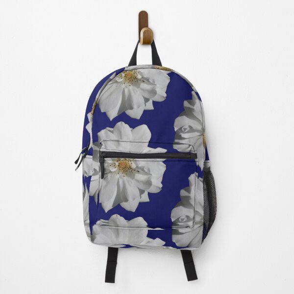 Item preview, White floral pattern - dark blue background designed and sold by DrAgonPhotos.