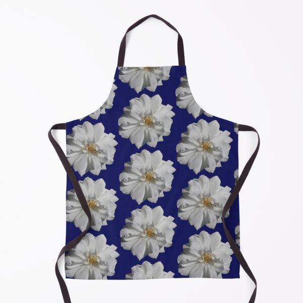 Item preview, White floral pattern - dark blue background designed and sold by DrAgonPhotos.
