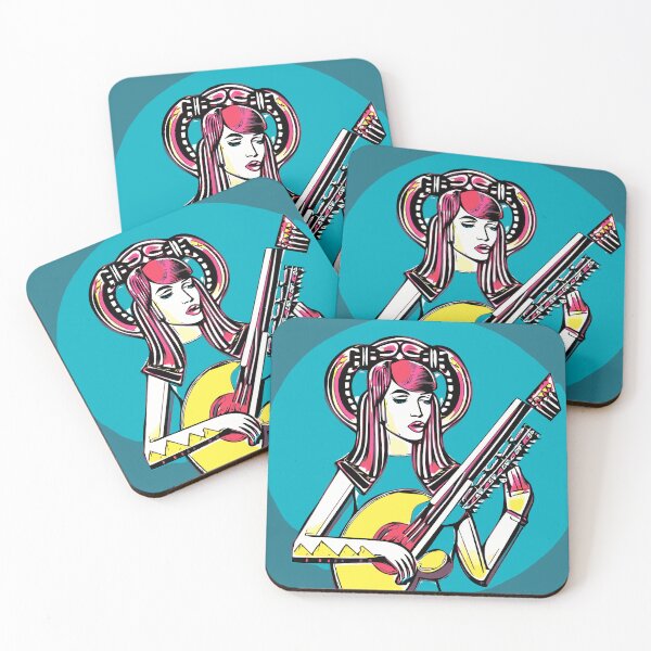 Item preview, "The Blue-Dressed Guitarist with a Yellow Guitar and a Rosy Aura" designed and sold by FunnyShopGirl.
