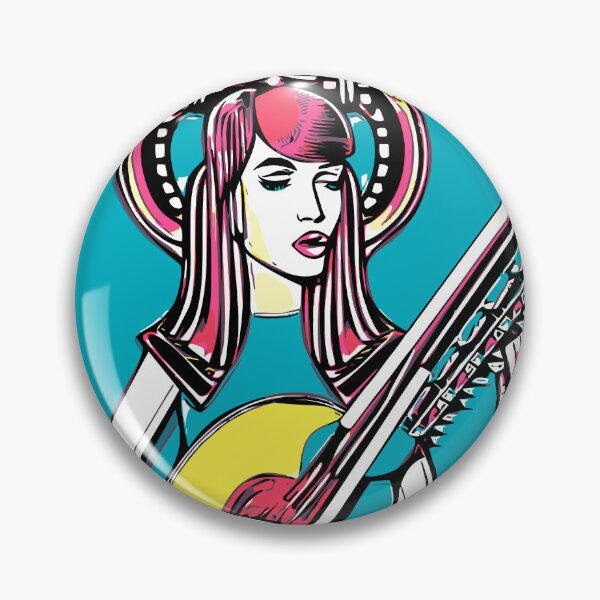 Item preview, "The Blue-Dressed Guitarist with a Yellow Guitar and a Rosy Aura" designed and sold by FunnyShopGirl.