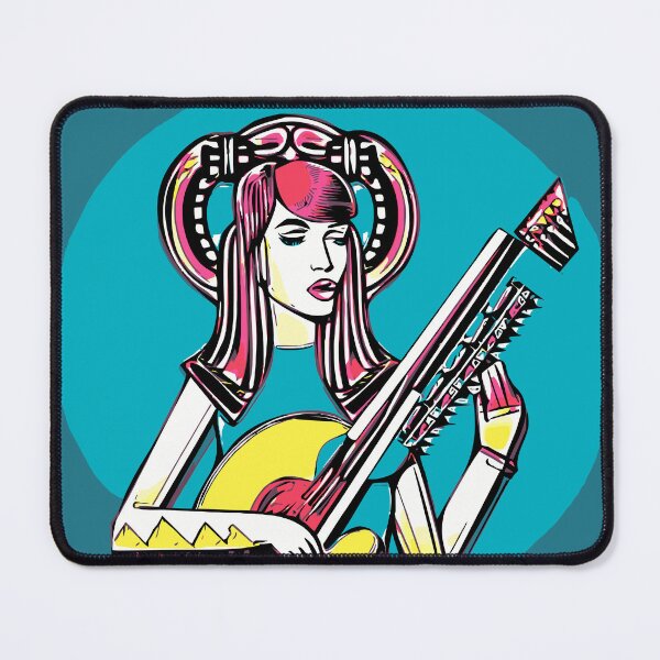 Item preview, "The Blue-Dressed Guitarist with a Yellow Guitar and a Rosy Aura" designed and sold by FunnyShopGirl.