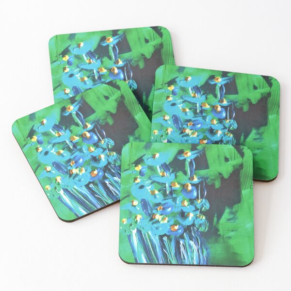 Item preview, Vibrant Green and Blue Flowers designed and sold by VibrantArtwork.
