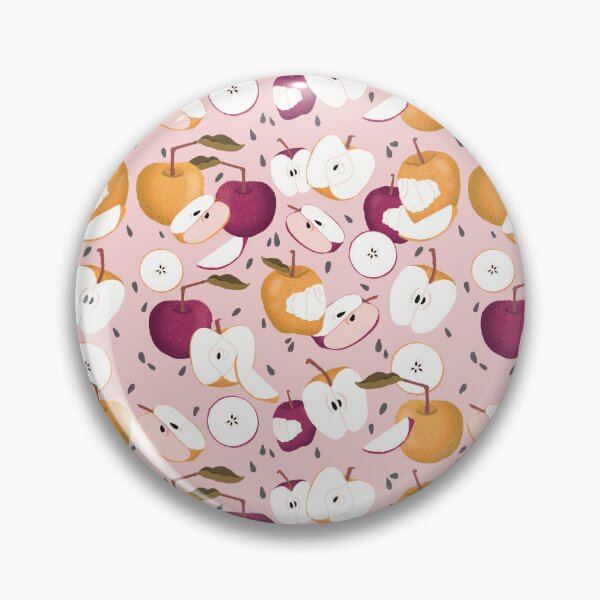 Item preview, Maroon and Yellow Apples on Pink designed and sold by maddydoodlesoup.