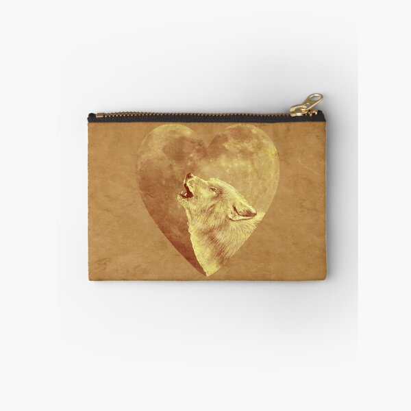 Item preview, Howling wolf head, heart shaped moon background - brown marbled version designed and sold by SylvieG18.