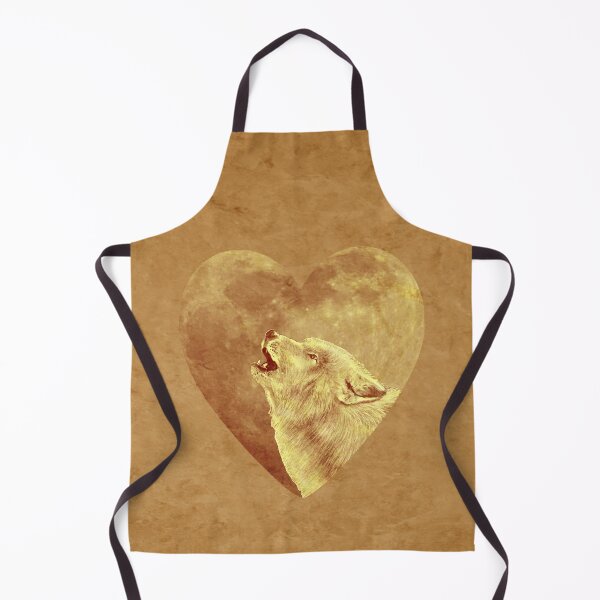 Item preview, Howling wolf head, heart shaped moon background - brown marbled version designed and sold by SylvieG18.