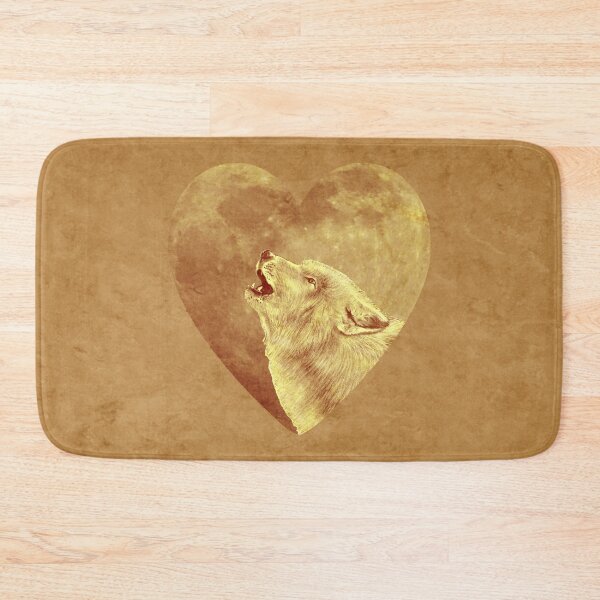 Item preview, Howling wolf head, heart shaped moon background - brown marbled version designed and sold by SylvieG18.