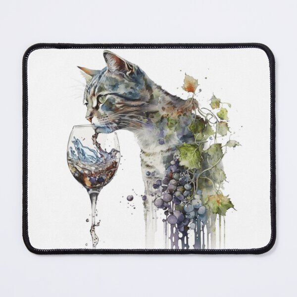 Item preview, Cat drinks wine funny humorous logo designed and sold by FreewayPrint.