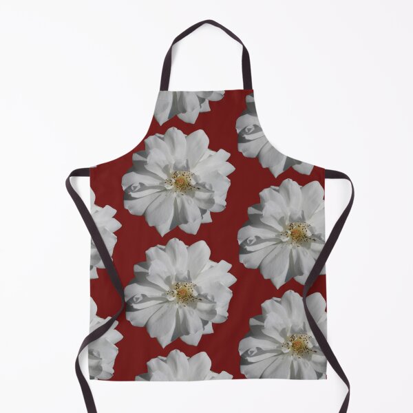 Item preview, White floral pattern - dark red background designed and sold by DrAgonPhotos.