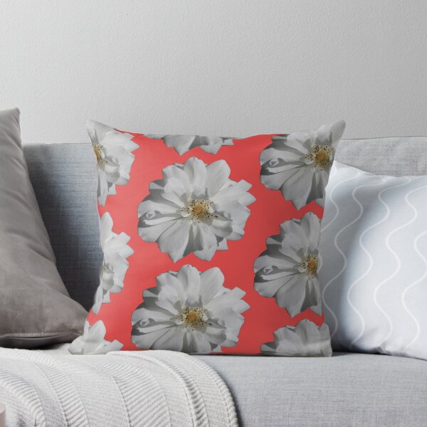 Item preview, White floral pattern - red background designed and sold by DrAgonPhotos.