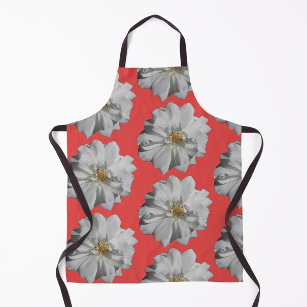 Item preview, White floral pattern - red background designed and sold by DrAgonPhotos.