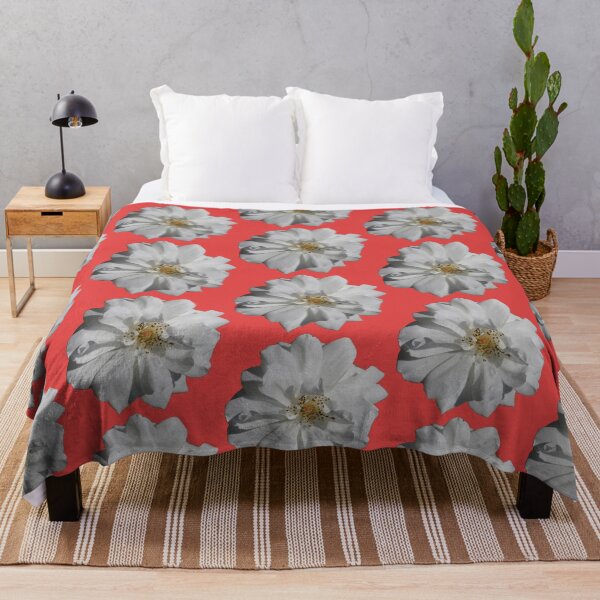 Item preview, White floral pattern - red background designed and sold by DrAgonPhotos.