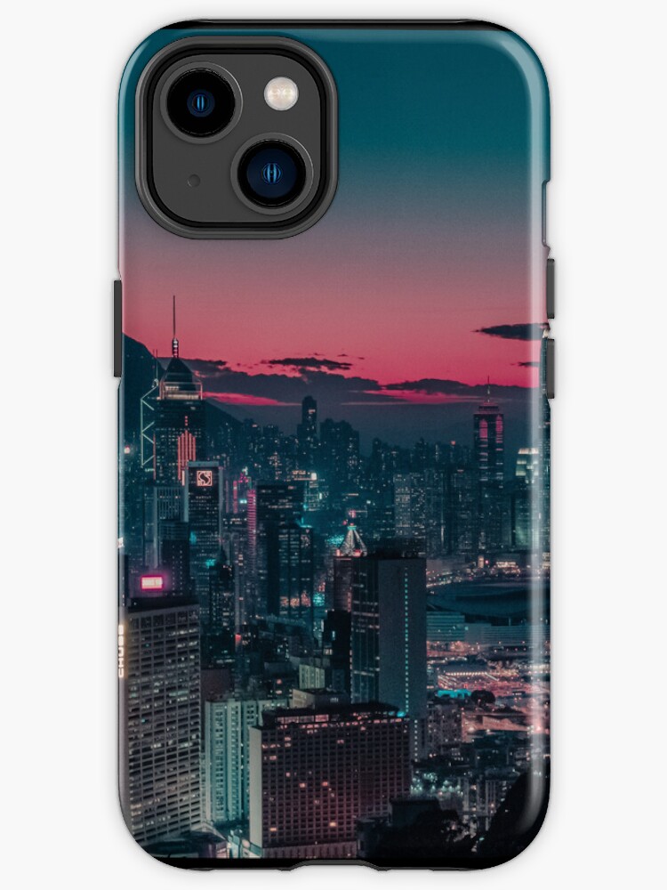 Thumbnail 1 of 4, iPhone Case, Night City at Dawn Cyberpunk Futuristic designed and sold by Bien Design.
