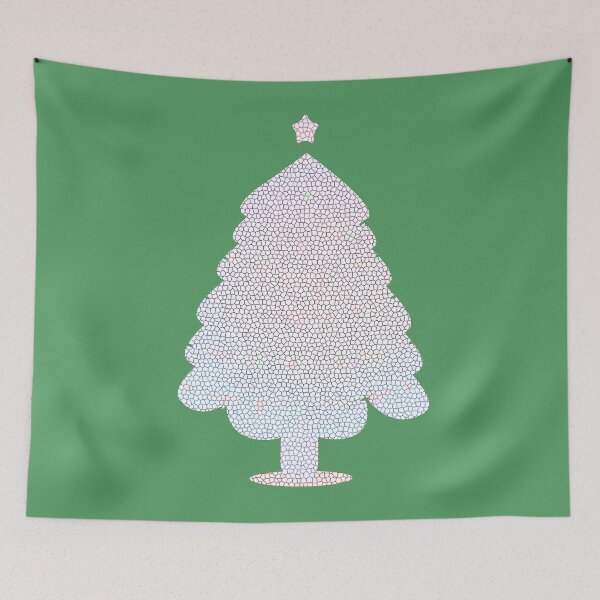 Item preview, White Christmas Tree Decorated Stained Glass designed and sold by merchhost.