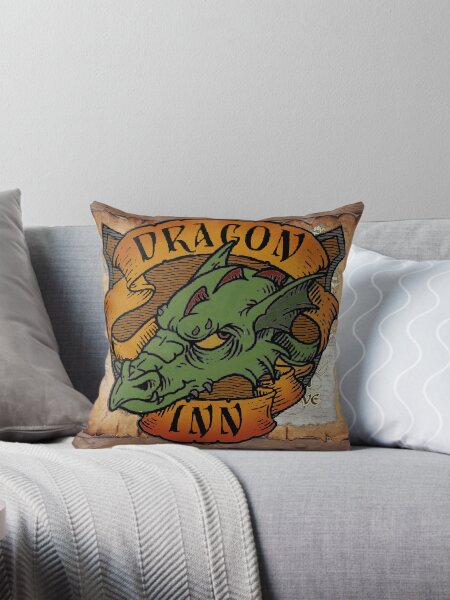 Item preview, Dragon Inn Throw Pillow designed and sold by Art Off the Wood.