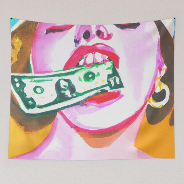 Item preview, Portrait of Girl Eating Paper Money  designed and sold by ArtfulStoriesIG.