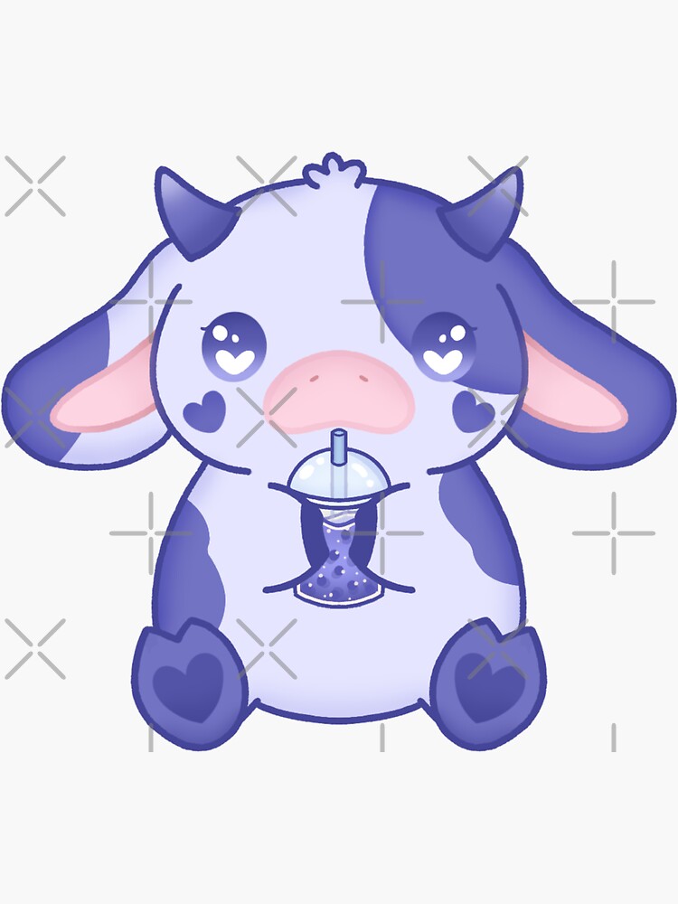 Blueberry Cow kawaii Sticker for Sale by MayBK