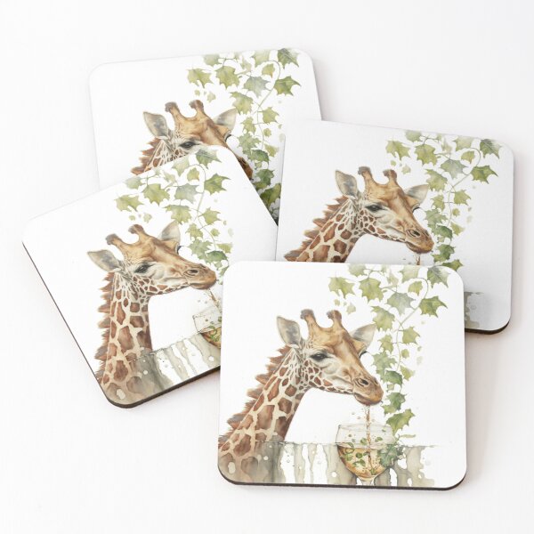 Item preview, Giraffe drinks wine funny humorous logo designed and sold by FreewayPrint.