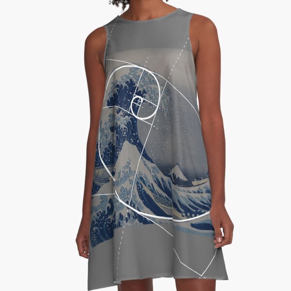 Hokusai Meets Fibonacci A-Line Dress