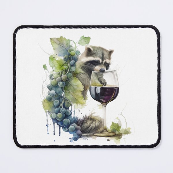 Item preview, Raccoon drinks wine funny humorous logo designed and sold by FreewayPrint.