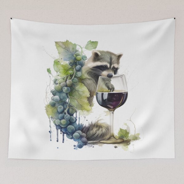 Item preview, Raccoon drinks wine funny humorous logo designed and sold by FreewayPrint.