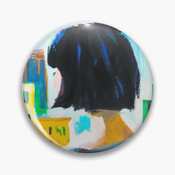 Item preview, Girl With Bob Haircut Looking Out Window-Cityview designed and sold by ArtfulStoriesIG.