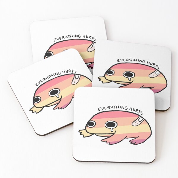 Item preview, Everything Hurts | Cute Candy Skies Pink Orange Frog with Bandage designed and sold by iristocat.