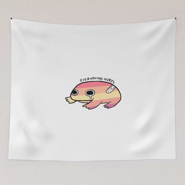 Item preview, Everything Hurts | Cute Candy Skies Pink Orange Frog with Bandage designed and sold by iristocat.
