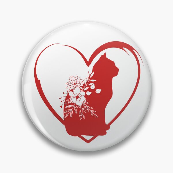 Item preview, Red Heart and Floral Cat designed and sold by FringyGingy.