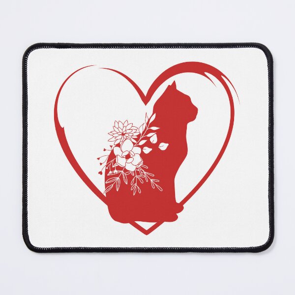 Item preview, Red Heart and Floral Cat designed and sold by FringyGingy.